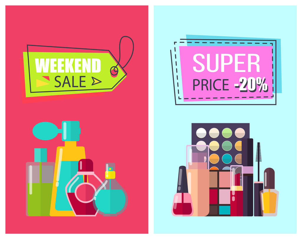 香水和化妆品海报的超级价格图片