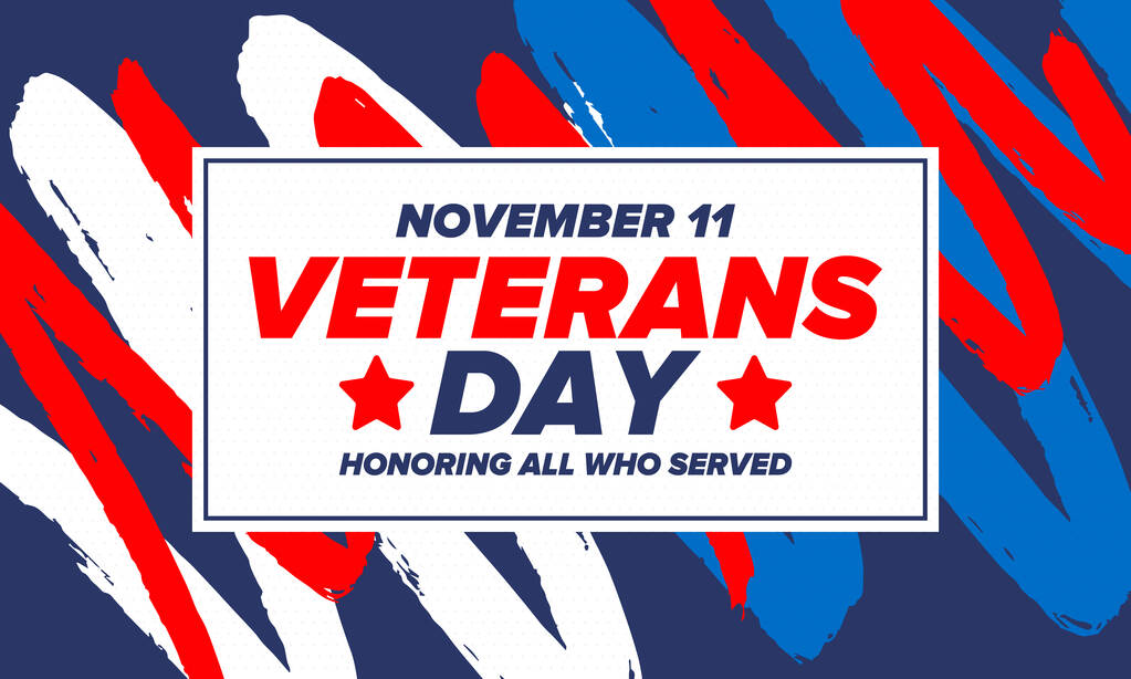美国退伍军人日。联邦假日，每年11月11日庆祝。向所有服役的人致敬。爱国的美国军事概念。海报，卡片，横幅和背景。矢量说明图片