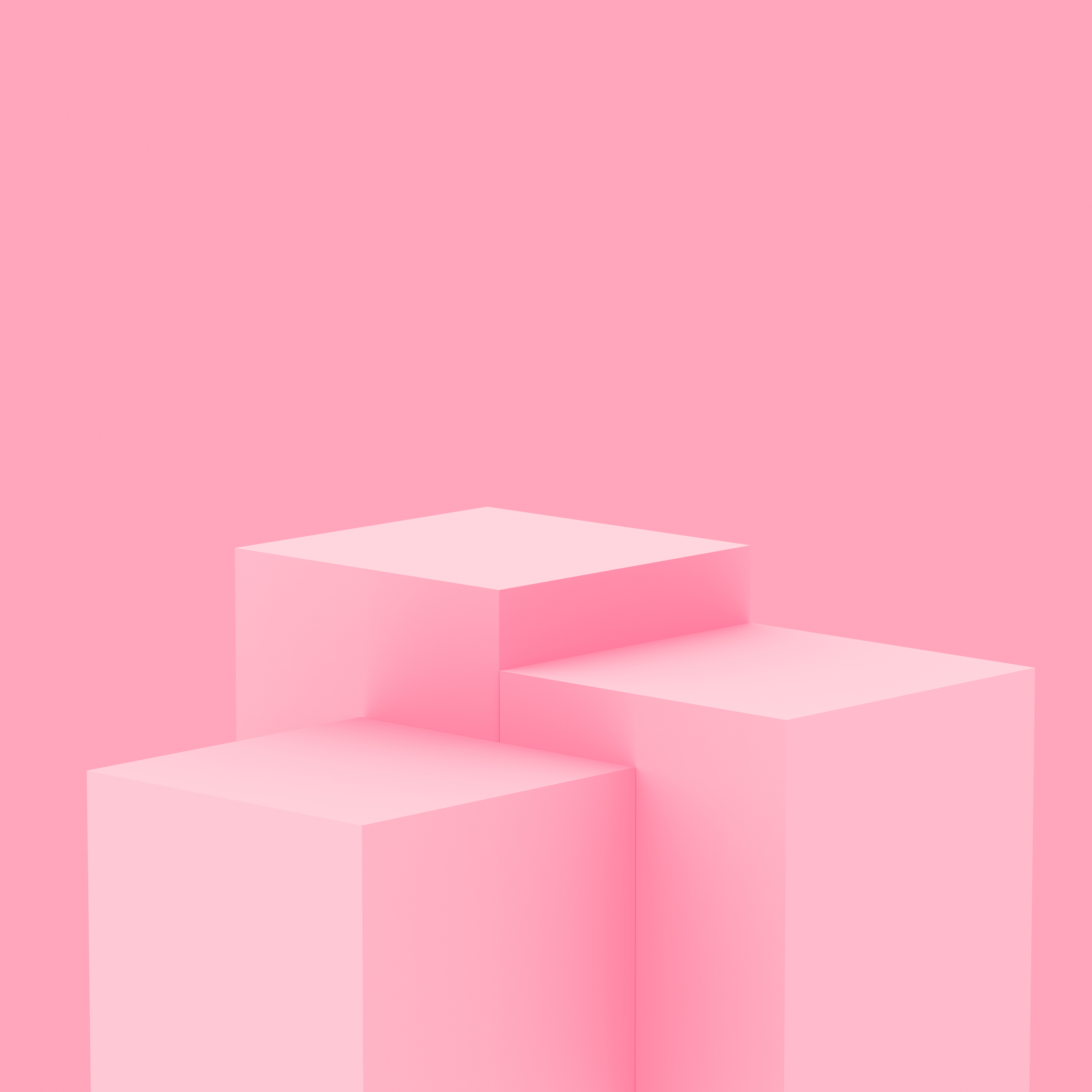 3D粉色立方体和盒式讲台最小场景工作室背景.摘要三维几何形体图解绘制.化妆品时尚和情人节产品的展示. 图片