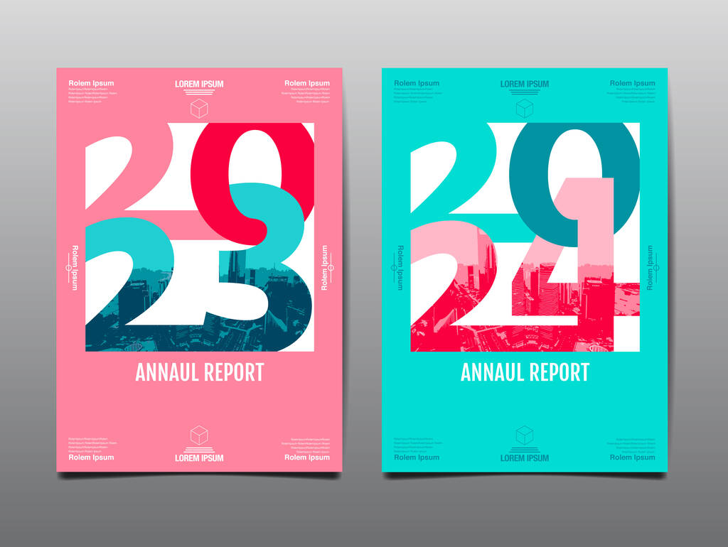 annual report 2023,2024 , template layout design, Typography flat design, geometric vector illustration图片