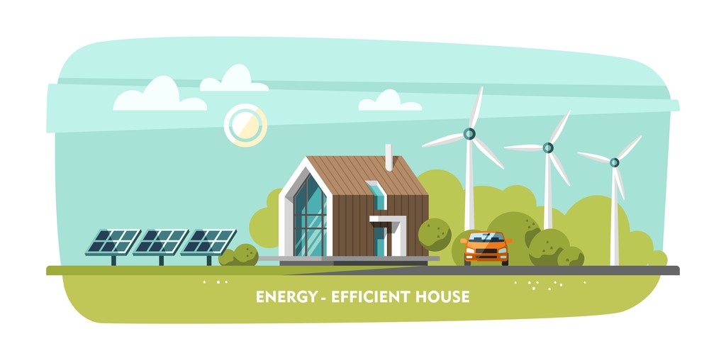 节能的房子、 被动房子、 生态住宅、 绿色能源、 生态.图片