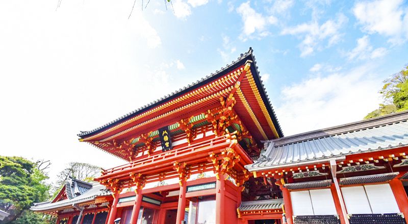 日本古代的红色宫殿建筑1图片