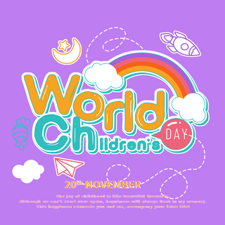 兴奋海报模板_紫色天空the universal children