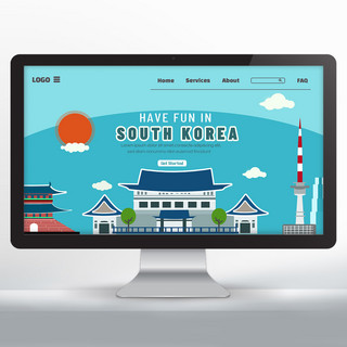 主页海报模板_欢迎来到韩国旅游宣传主页青瓦台建筑