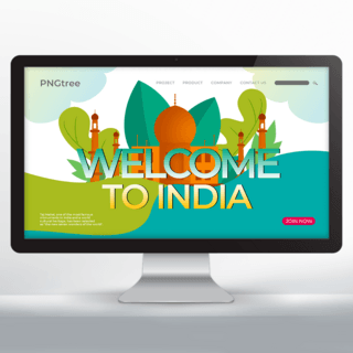 主页海报模板_卡通风格欢迎来到印度旅游宣传主页