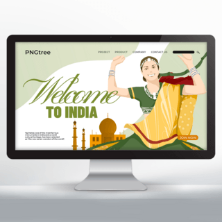 创意卡通人物元素欢迎来到印度旅游宣传主页