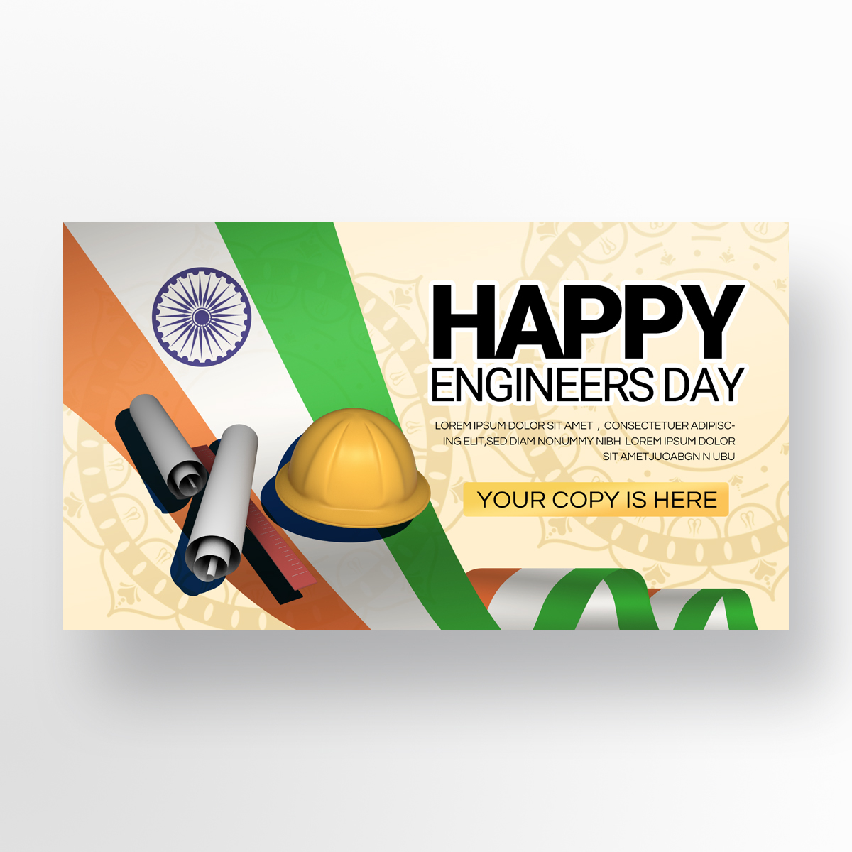 绿色印度风格engineers day宣传海报模板图片