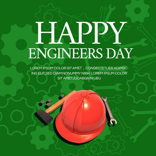 印度风格海报模板_绿色印度风格engineers day宣传sns模板