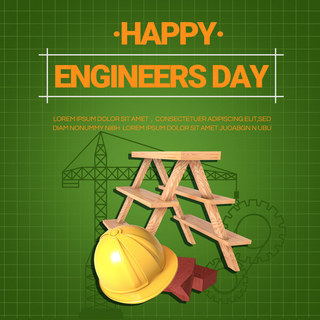 印度风格海报模板_绿色印度风格engineers day宣传sns模板
