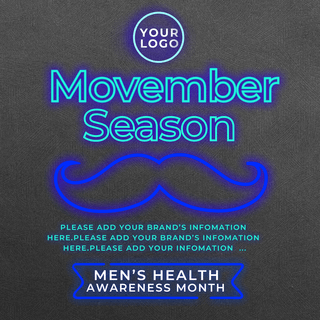 霓虹胡子丝带movember胡子月sns