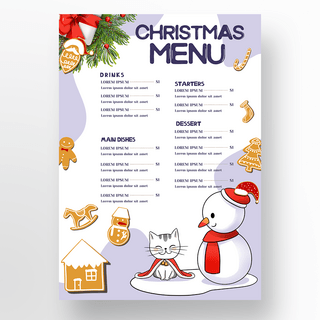 可爱圣诞雪人海报模板_可爱雪人圣诞节菜单