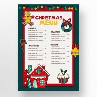 可爱圣诞节海报模板_可爱圣诞节手绘节日菜单