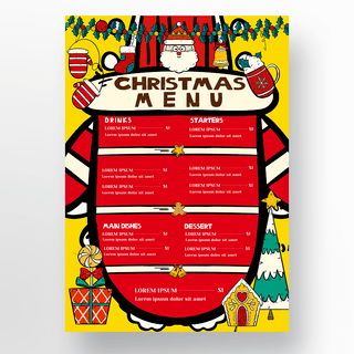 可爱圣诞节海报模板_可爱圣诞节手套形状菜单
