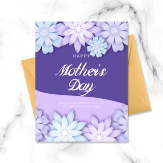 创意紫色折纸花朵母亲节贺卡