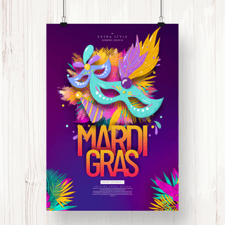 mardi gras时尚色彩狂欢节海报