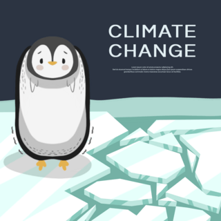 气候海报模板_卡通风格气候变暖预警宣传模版