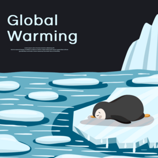 冰川卡通海报模板_全球变暖预警宣传模版