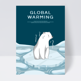 冰川卡通海报模板_蓝色卡通全球变暖预警宣传传单