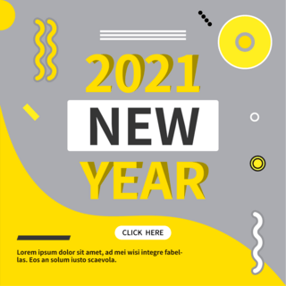 黄色灰色趋势几何新年社交媒体