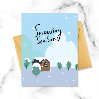 冬天卡通海报模板_寒冷下雪的冬天卡通小卡片