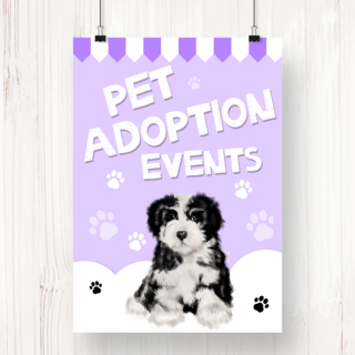 卡通宠物狗海报模板_紫色宠物狗收养宣传活动促销