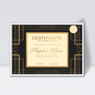 传统优雅黑色金色商务证书