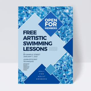 健身游泳教练海报模板_个性简约色块游泳培训班传单