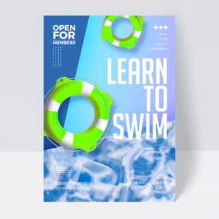 健身游泳教练海报模板_现代简约色彩游泳培训班传单