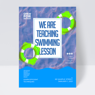 游泳比赛海报模板_个性色彩时尚游泳培训班传单