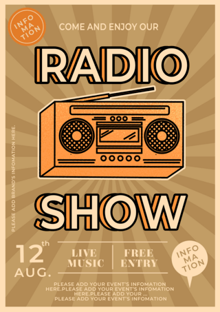 老收音机复古风格广播节目海报