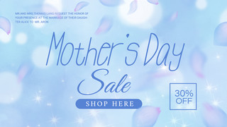 母亲节宣传广告海报模板_蓝色粉色简约花瓣植物母亲节销售宣传模板
