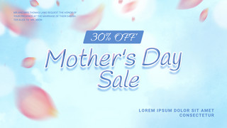 母亲节宣传广告海报模板_蓝色粉色花瓣光效母亲节销售宣传模板