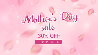 粉色花瓣光效母亲节销售宣传模板