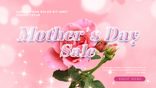 母亲节宣传广告海报模板_简约粉色花瓣光效母亲节销售宣传模板