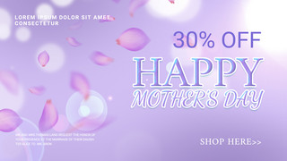母亲节宣传广告海报模板_紫色简约粉色花瓣母亲节销售宣传模板