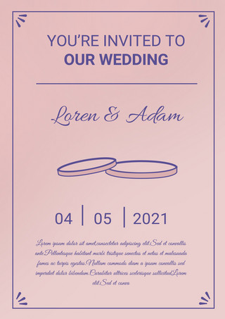 婚礼简约线条海报模板_粉色边框简约线条订婚聚会邀请函