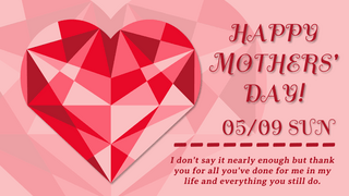 多边形海报模板_红色爱心钻石母亲节几何多边形网页横幅广告