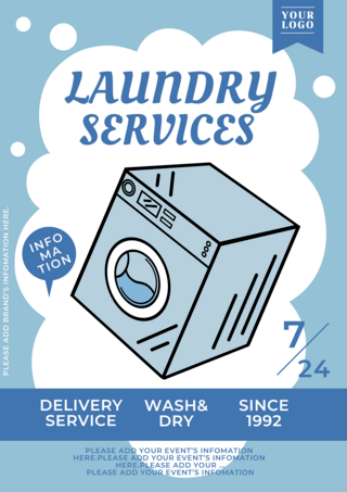 泡沫形状洗衣店服务传单