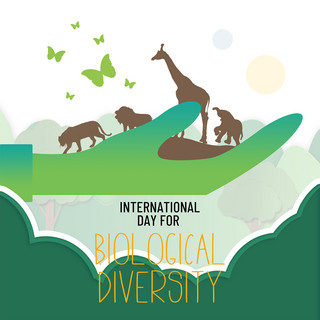 绿色创意拼接趣味国际生物多样性日媒体社交模板