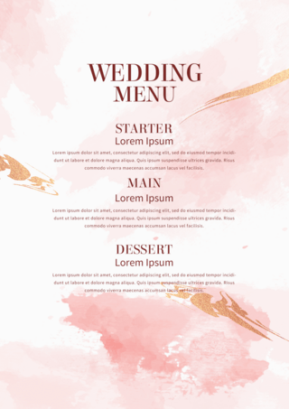 粉色金箔水彩婚礼菜单