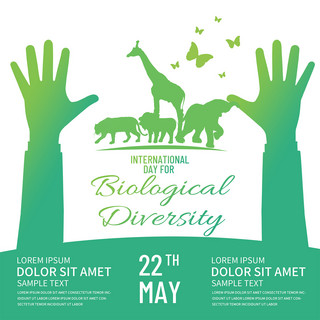 生物多样性海报模板_绿色渐变抽象动物国际生物多样性日媒体社交模板