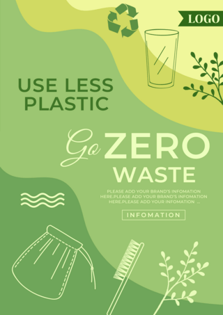 草绿色环保生活零浪费海报传单