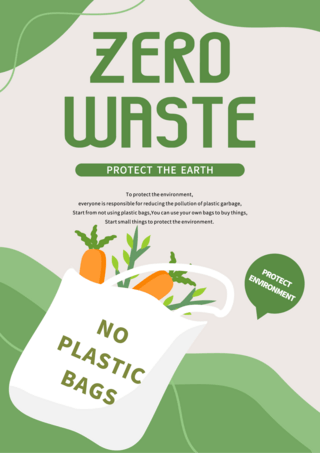 环保概念的零浪费海报模板