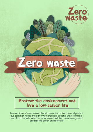 零浪费环保地球绿色海报