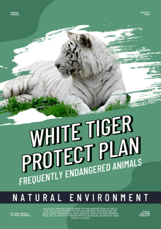绿色背景创意野生动物保护宣传模板