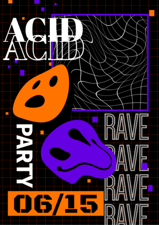house海报模板_flat rave acid emoji poster template