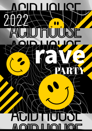 flat emoji rave acid poster