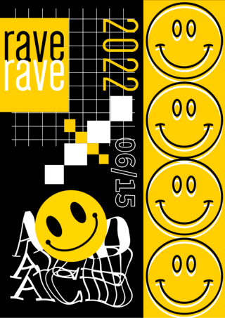 flat acid emoji poster template