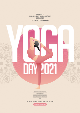 手绘运动瑜伽海报模板_时尚色彩简约国际瑜伽日海报