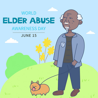 世界虐待老人意识日温馨简约卡通可爱理解虐待老人问题世界日媒体社交模板